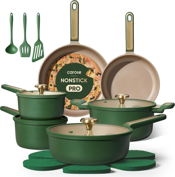 CAROTE 16-piece Non-Stick Cookware Set for Induction Cooktops