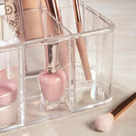 Clear Plastic 5-Compartment Organizer for Makeup and Office Supplies Made in USA
