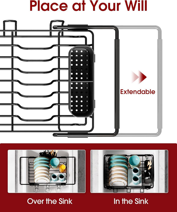 Sakugi Expandable Stainless Steel Dish Rack for Kitchen Sink