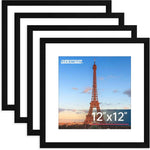 FIXSMITH 8x10 Picture Frame Set of 2, Photo Frame with HD Plexiglass, Display Pictures 5x7 with Mat or 8x10 Without Mat Multi Picture Frames Collage for Tabletop or Wall Display, Black