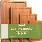 Bamboo cutting board set for kitchen with deep juice grooves and pre-oiled surface