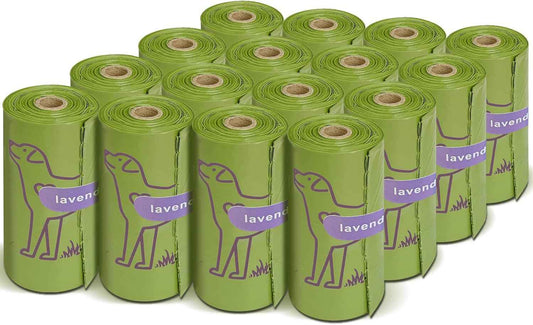 240 Count Lavender Scented 13” x 9” Dog Poop Bags Rolls, Leakproof Strong & Sturdy Waste Bags for Doggie Cat Pet