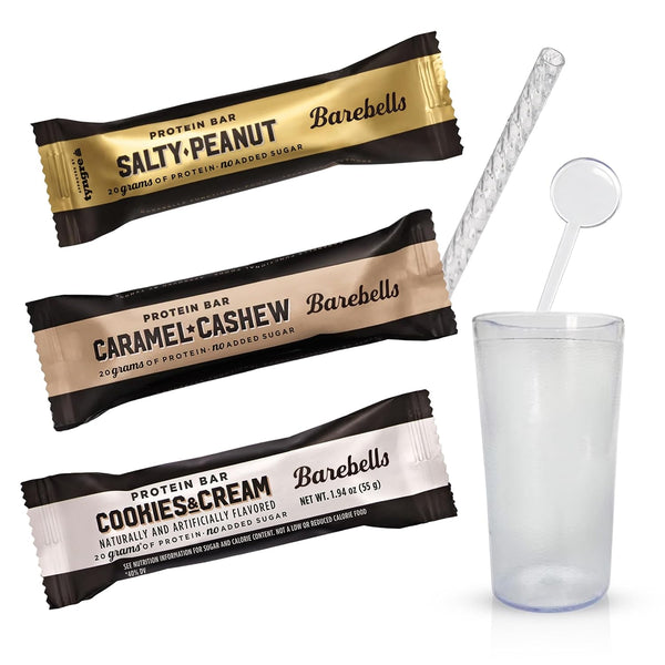 Barebells Protein Bar Variety Pack with Reusable Cup and Straw