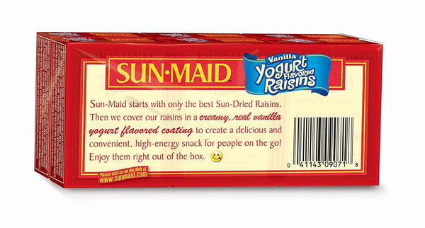 Sun-Maid vanilla yogurt coated raisins (6 pack) 1 oz snack-size boxes for lunch and back to school