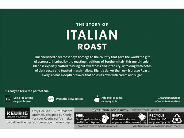 Starbucks Italian Roast Coffee K-Cup Pods, Dark Roast, 100% Arabica, 20 K-Cups