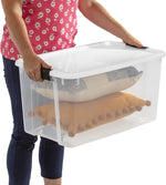 Sterilite 4 Pack Ultra Latching Box Storage Bins with Lids Clear Plastic 70 Quart Heavy Duty Organizing Containers
