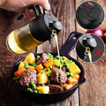 2 in 1 Glass Oil Sprayer & Dispenser,16oz/470ml Olive Cooking, Air Fryer, and Salad, for Kitchen Gadgets and Air Fryer Accessories, w/Stickers (Black)