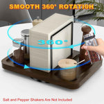 Rotating Metal Napkin Holder with Salt and Pepper Shakers Caddy