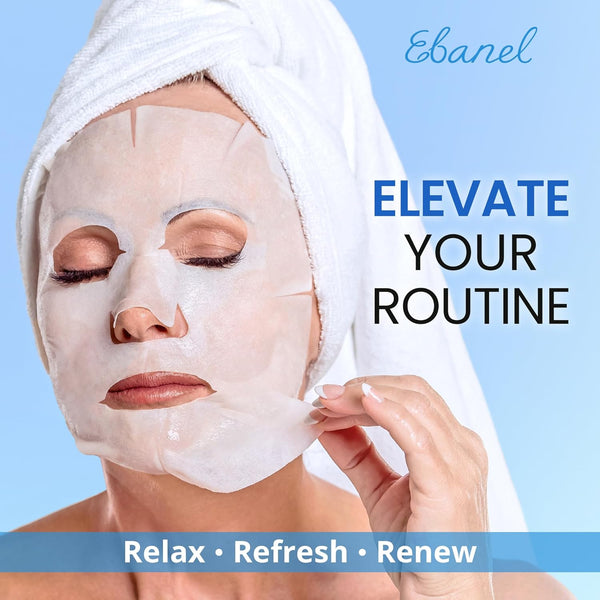 Ebanel 10 pack collagen face mask with hyaluronic acid, vitamin c, and aloe for skin firming and anti aging