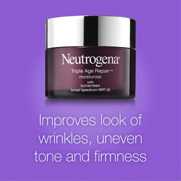 Neutrogena Triple Age Repair Face Moisturizer with Hexinol & Vitamin C, Anti-Wrinkle Cream with SPF 25, 1.7 oz for Women & Men
