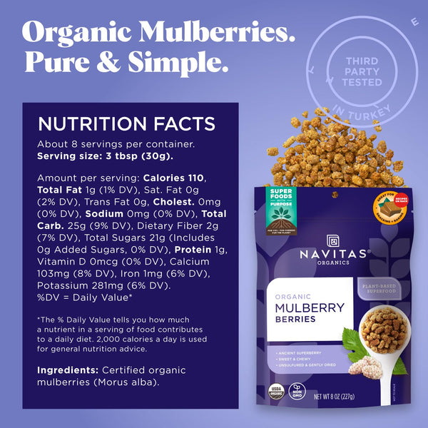 Organic White Turkish Mulberries for Snacks and Baking
