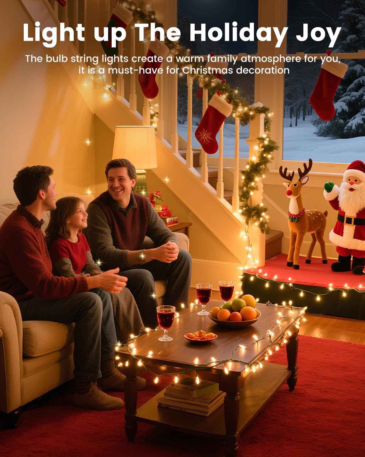 Clear Christmas String Lights, 100 Count Mini Incandescent Bulbs, 25FT Green Wire Indoor Holiday Lights