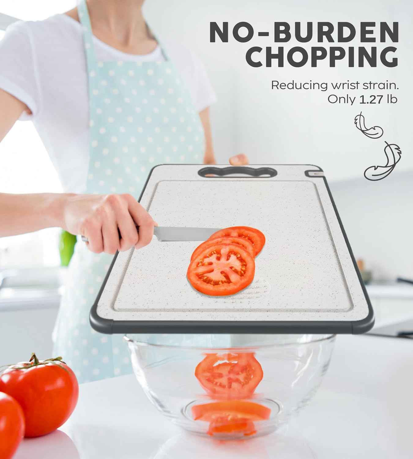 Double Sided 304 Stainless Steel & Wheat Straw Cutting Board, 14.4"*9.8" Non Toxic Chopping Board, Separately Handle Meat and Vegetables, Dishwasher Safe, Scratch Resistant Mesh Design