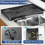 Large capacity dish drying rack for kitchen counter with utensil holder and efficient drainage
