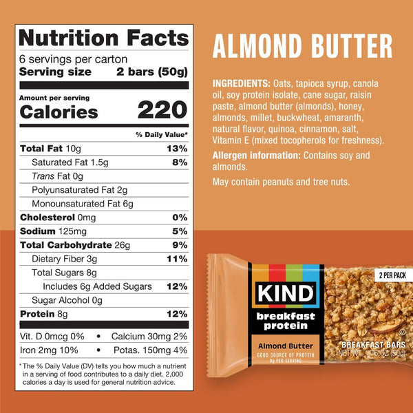 KIND Breakfast Protein Bars Variety Pack, 18 Count, 8g Protein