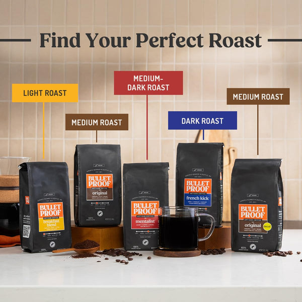 Bulletproof Original Medium Roast 100% Arabica Ground Coffee 12 Ounces Sustainably Sourced