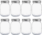 YINGERHUAN Glass Regular Mouth Mason Jars, 16 oz Clear Glass Jars with Silver Metal Lids for Sealing, Canning Jars for Food Storage, Overnight Oats, Dry Food, Snacks, Candies, DIY Projects (4PACK)