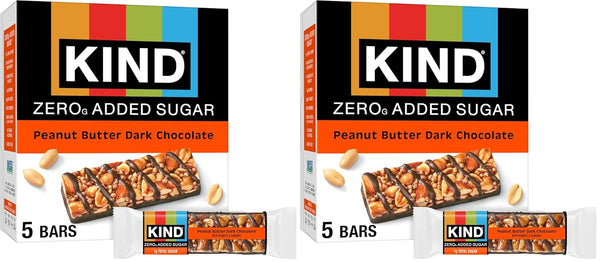 Kind Zero Added Sugar Snacks Bars, Dark Chocolate Nuts & Sea Salt, Gluten Free, High Fiber, Keto Snacks, 5g Protein, 5 Count