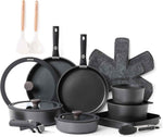 SENSARTE 24 Piece Pots and Pans Set, Nonstick Detachable Handle Cookware, Induction Kitchen Cookware Set with Removable Handle, Healthy Non Stick for RV, Dishwasher ＆ Oven Safe (White)