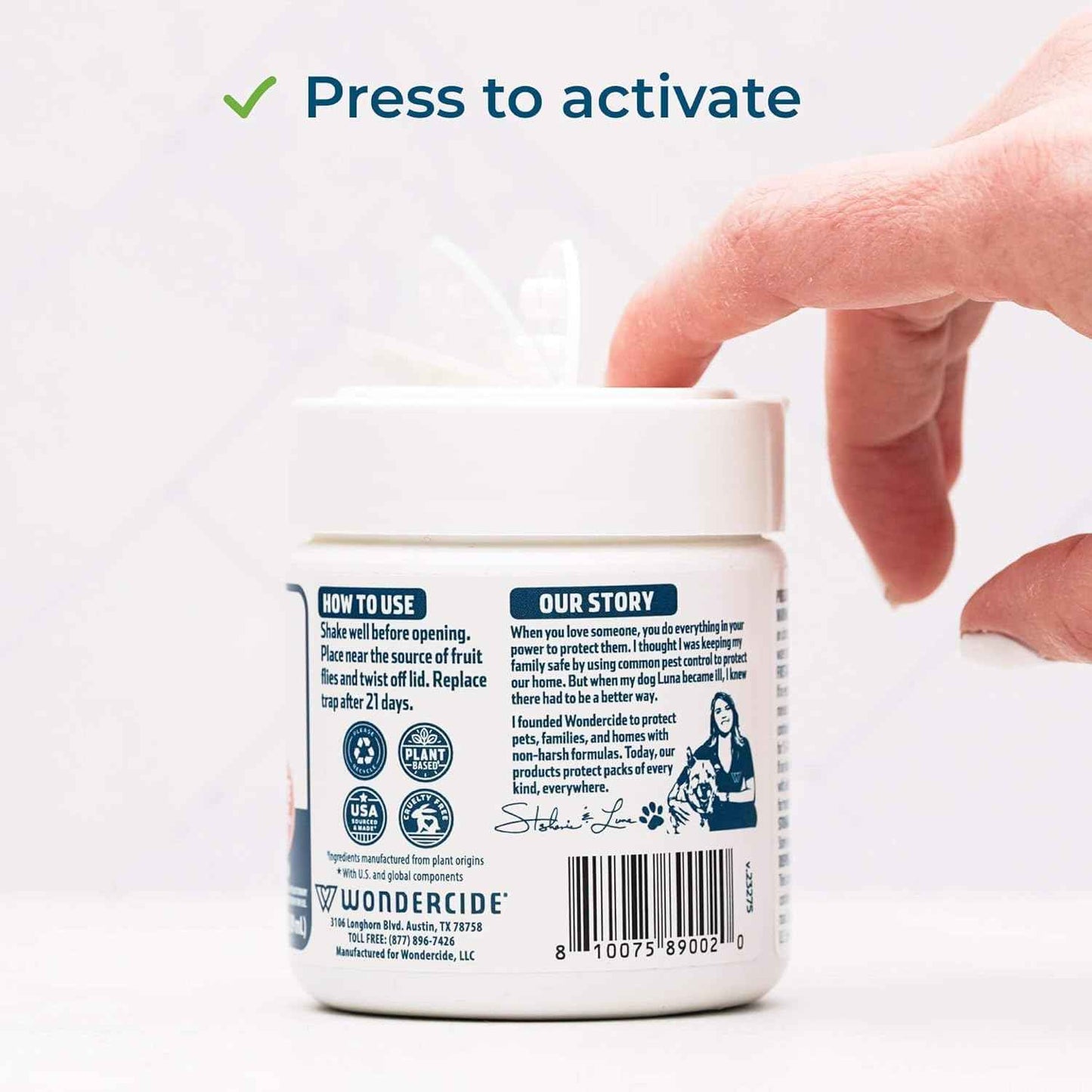 Wondercide - Fruit Fly Traps for Indoors - Fruit Fly Killer - Pet and People Safe - Made in USA & Plant Based - 5.4 oz - 2 Pack