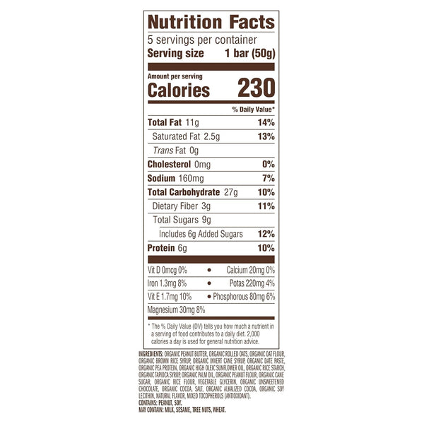 clif chocolate peanut butter energy snack bar, 1.76 oz, non-gmo, usda organic, 5 pack