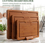 Bamboo cutting board set for kitchen, 3 piece extra thick with juice groove