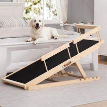 dog ramp for high bed adjustable wooden step with anti-slip mat up to 250 lbs