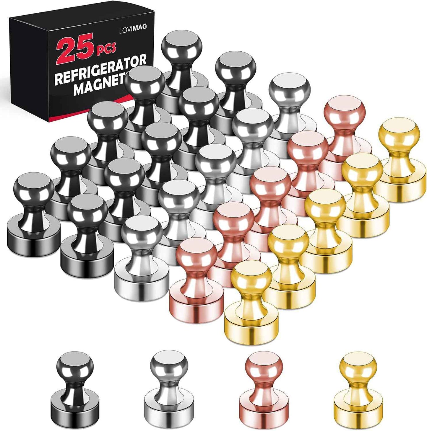 LOVIMAG 12Pcs Black Fridge Magnets, Small and Strong Magnets for Whiteboard, Office, Classroom, Map, Kitchen