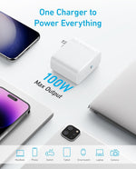 Anker Laptop Charger, Compact and Foldable 100W USB C Charger for MacBook Air, Samsung Galaxy, iPhone 17/16 Series, iPad Pro, and More(5FT USB C Cable Included)