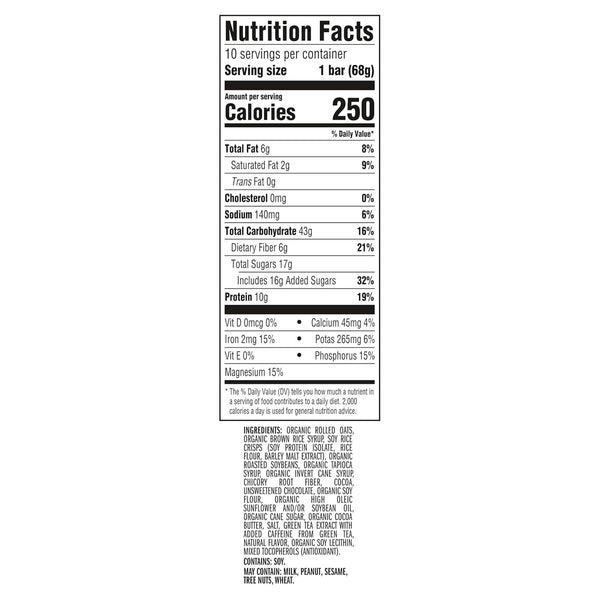 clif bar cool mint chocolate energy bars with caffeine 10-pack organic oats non-gmo