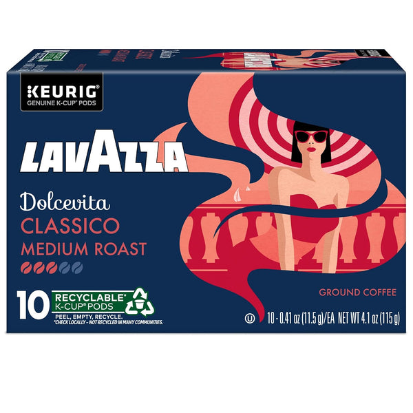 Lavazza Dolcevita Classico single-serve coffee pods for Keurig K-cup machines, medium roast, 60-count box