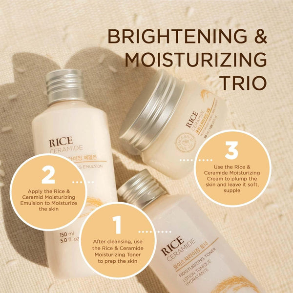 the face shop rice ceramide cream, hydrating face moisturizer for dry and combination skin, 1.69 fl oz