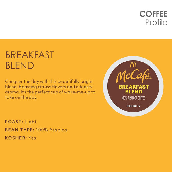 McCafe Breakfast Blend Single Serve Coffee Keurig K-Cup Pods 72 Count