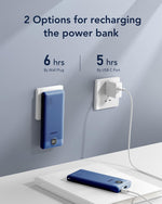 VEGER Portable Charger with Built-in AC Plug and Cables, All in One 10000mAh Ultra Slim Power Bank Emergency Fast Charging for Travel Battery Pack Compatible with iPhone, Samsung, Android, Navy