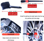 4-pack long handle wheel brush kit for cleaning wheel and tire with soft and stiff brushes