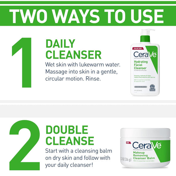 ceraVe Hydrating Facial Cleanser, Moisturizing Face Wash For Dry Skin, Hyaluronic Acid + Ceramides + Glycerin, Gentle, Non-Stripping, National Eczema Association Certified
