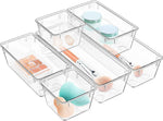 WOWBOX Clear 6-Pack Acrylic Drawer Organizer Set with Premium Material and Stackable Design
