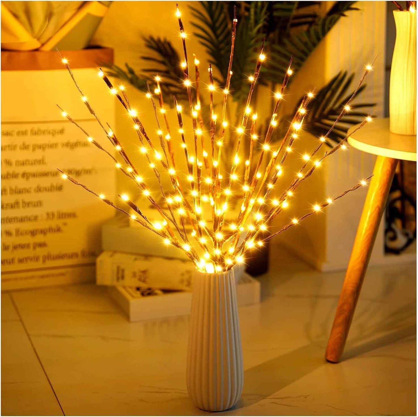 DK177 2 Pack Led Branch Light Battery Operated Lighted Branch Vase Filler Willow Tree Artificial Little Twig Power Brown 30 Inch 20 LED for Home Outdoor Indoor Romantic Decoration, White Light