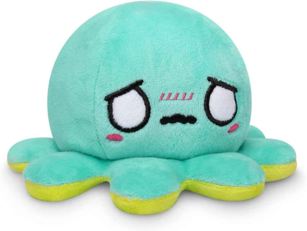 TeeTurtle Reversible Octopus Plushie - 4-Inch Pink + Aqua Two-Sided Flip Plush Toy with Embroidered Details - Cute Mini Collectible Plush for Kids, Teens, and Adults