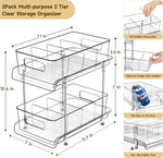 2-Tier Bathroom Organizer with Dividers and Pull-Out Cabinet