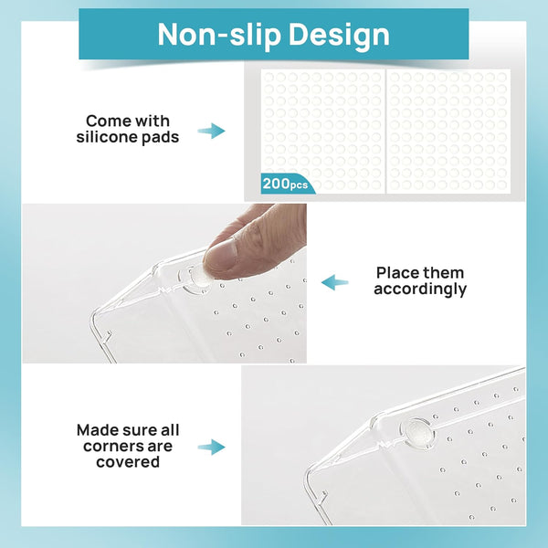 Clear Plastic Drawer Organizers Set for Bathroom Vanity and Kitchen Utensils Storage