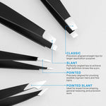 pefei professional stainless steel tweezers set for eyebrows facial hair removal black
