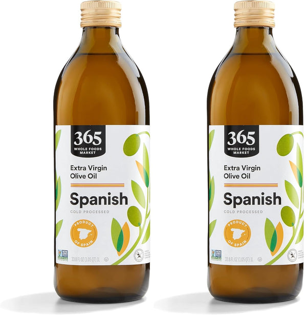 365 by Whole Foods Market, Extra Virgin Mediterranean Olive Oil, 33.8 Fl Oz for cooking, baking, and dressings