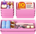 10 Pack Large Size Plastic Drawer Organizers Set for Desk and Vanity