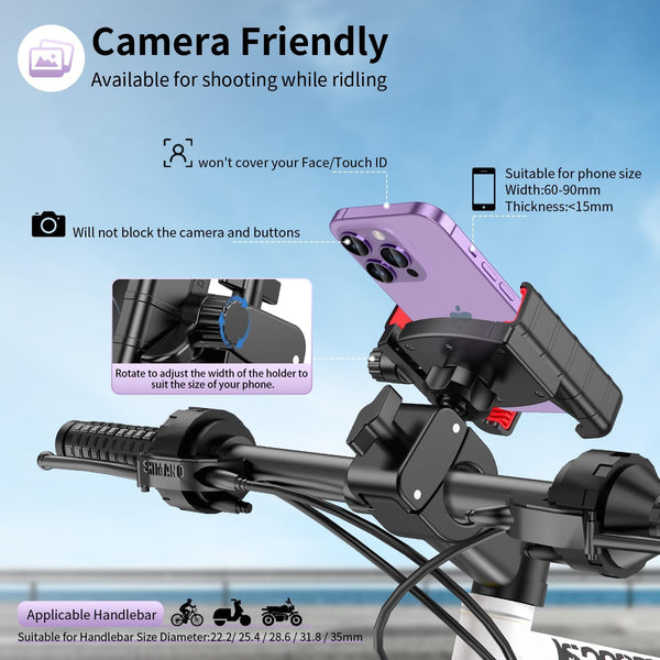 Motorcycle phone mount holder for electric scooter and dirt bike