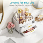 3-Tier Skincare Makeup Organizer with Drawers for Vanity and Bathroom Countertop