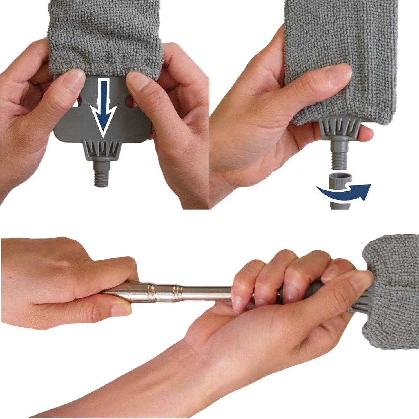 Retractable Gap Dust Cleaner with Extension Pole, Cleaning Tools with 3 Microfiber Dusting Cloths, Extendable Long Handle Duster for Cleaning Under Refrigerator Furniture Appliance