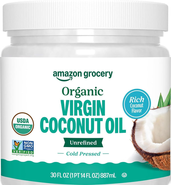 Amazon Grocery, Organic Refined Coconut Oil, 15 Fl Oz