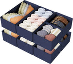 DIMJ Drawer Organizers Clothes, Set of 4 Dresser Organizer Bins, Fabric Closet Organizers and Storage, Shallow Drawer Dividers for Nursery, Clothing, Baby Clothes, Socks, Underwears, Tie (Beige)