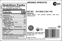 Yupik Organic Apricots, 2.2 lb, Non-GMO, Vegan, Gluten-Free, Dried Fruits, No Added Sugar, Sulphite-Free, Source of Fiber